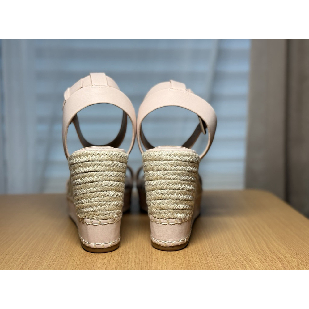 Lauren Ralph Lauren Hilarie LEATHER Espadrille Platform Sz 9.5 B PINK Soft Nappa - Picture 9 of 13